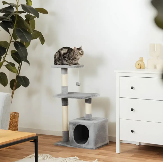 Ігровий комплекс для котів з кігтеточкою та будиночком 50/30/85 Dark Grey - зображення 4
