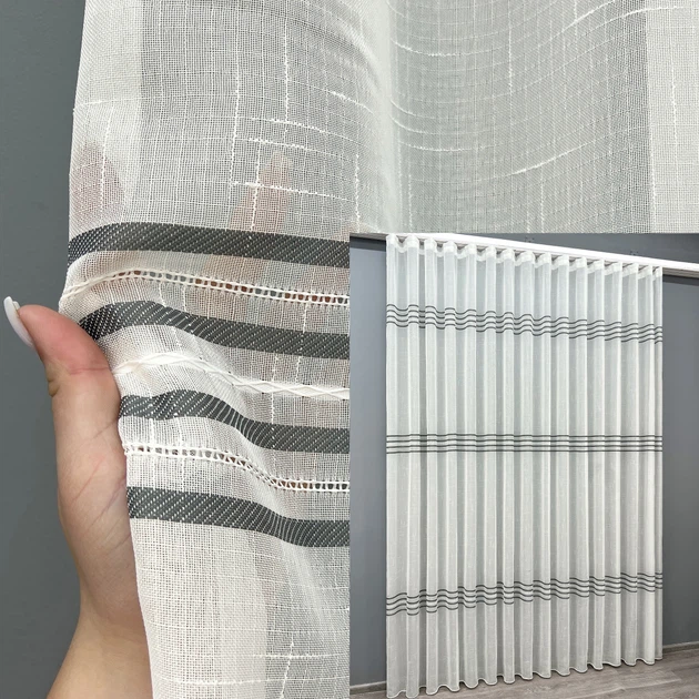 Тюль VR-Textil 2085т Мережка Лен Молочный с серым 400х270 см (42-1295) - Фото 1 Тюль VR-Textil 2085т Мережка Лен Молочный с серым 400х270 см (42-1295) - изображение 1