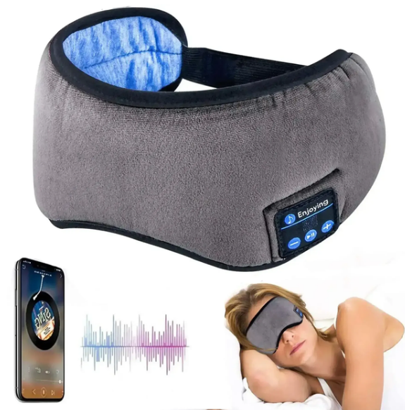 Маска для сна с наушниками Bluetooth MUSIC GOGGLES Повязка на глаза с гарнитурой, серая (2052457) - изображение 5