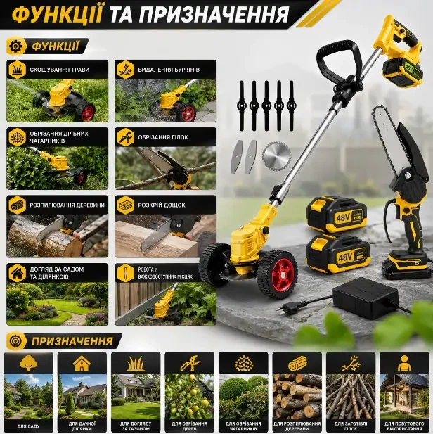 Универсальный набор 2 в 1: 48V аккумуляторная коса и минипила - изображение 7