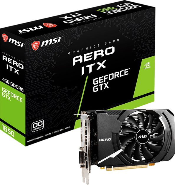 Відеокарта GeForce GTX 1650 4GB MSI Aero ITX D6 OC (GTX 1650 D6 AERO ITX OC) Б/В - Фото 1 Відеокарта GeForce GTX 1650 4GB MSI Aero ITX D6 OC (GTX 1650 D6 AERO ITX OC) Б/В - изображение 1