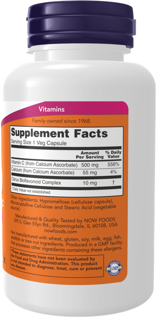 Now Foods C-500 calcium ascorbate аскорбат кальция витамин С 500 мг 100 капсул - изображение 2