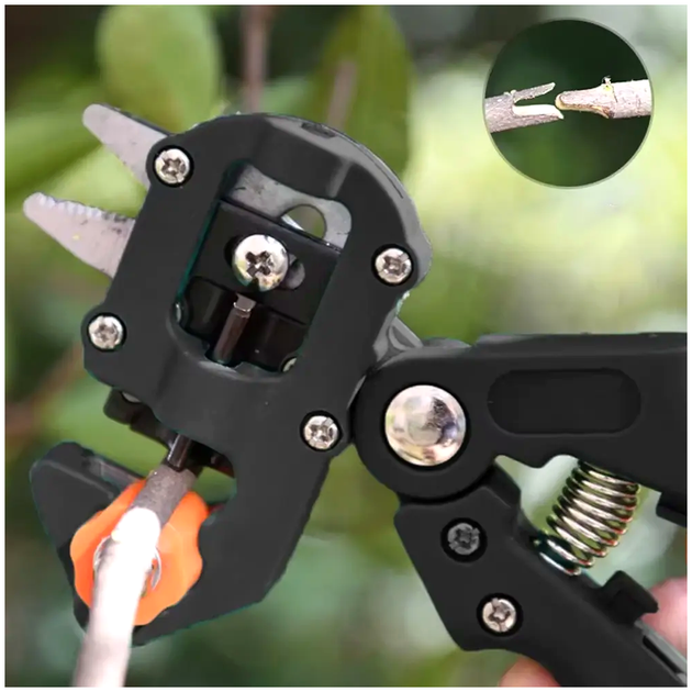 Секатор прививочный три ножа для обрезки деревьев 3-10 мм черный LS-221 - изображение 8