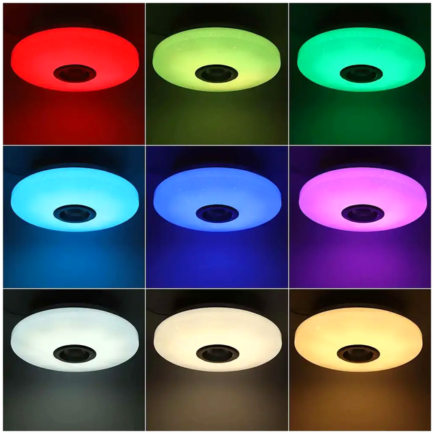 Светильник потолочный 60Вт RGB с Bluetooth колонкой для дома 38 см белый LS-540 - изображение 6