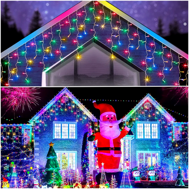 Гирлянда-бахрома 12 м 200 LED для улицы и дома разноцветная LS-1746 - изображение 3