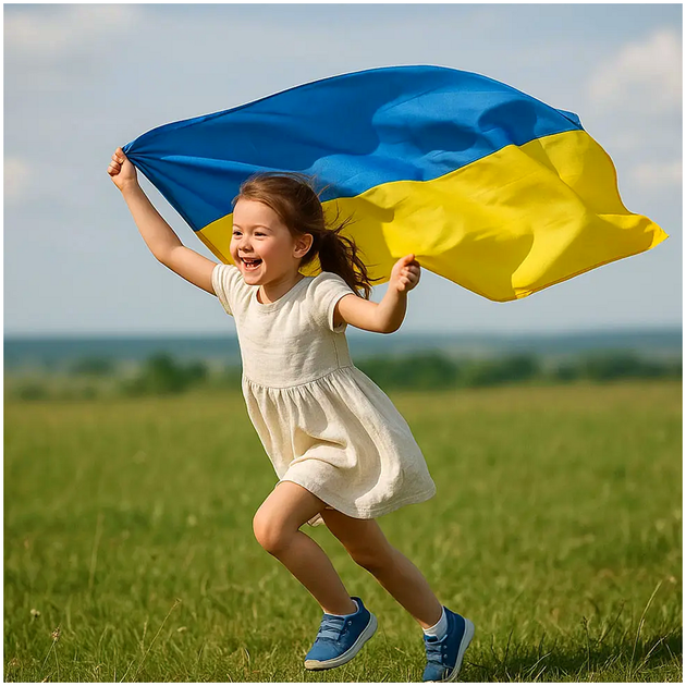 Флаг Украины габардин 135х90 см для улицы и помещений желто-синий LS-1966 - изображение 2
