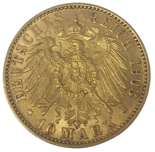 Колекційна золота монета "10 марок - Wilhelm II" 3,982 г 1890-1912 роки - зображення 2
