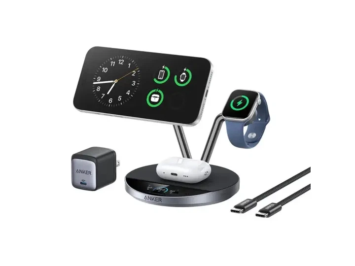 Бездротовий зарядний пристрій ANKER Prime Wireless 3-in-1 25W AirCool Dock Stand (B25X7G11) - Фото 2 Бездротовий зарядний пристрій ANKER Prime Wireless 3-in-1 25W AirCool Dock Stand (B25X7G11) - зображення 2