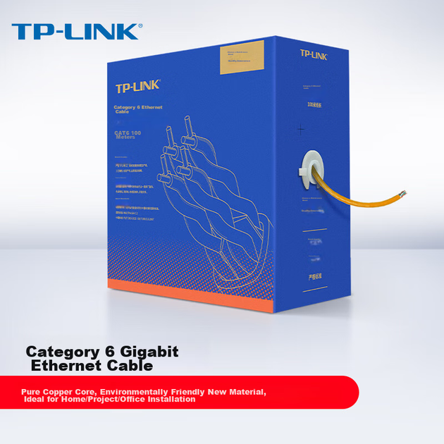 Кабель Ethernet TP-LINK Cat6 медный 100м оранжевый EC6-100 - Фото 4 Кабель Ethernet TP-LINK Cat6 медный 100м оранжевый EC6-100 - изображение 4