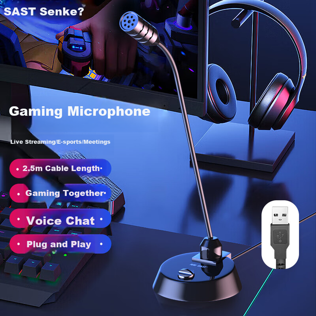 Микрофон SAST MAE039 настольный конденсаторный проводной 2.5м USB черный - изображение 4