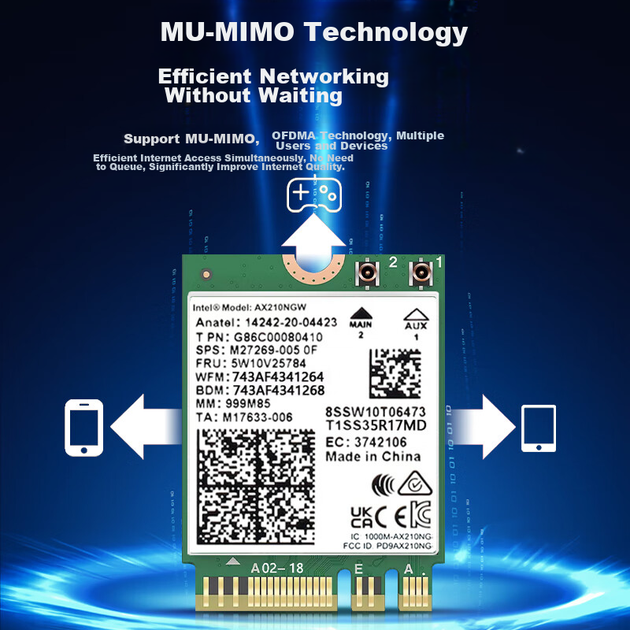 Беспроводной сетевой адаптер Wavlink AX210, Intel Gigabit Gaming WiFi 6, встроенная сетевая карта M.2 для ноутбука, WiFi-приемник, Bluetooth 5.3 - изображение 5