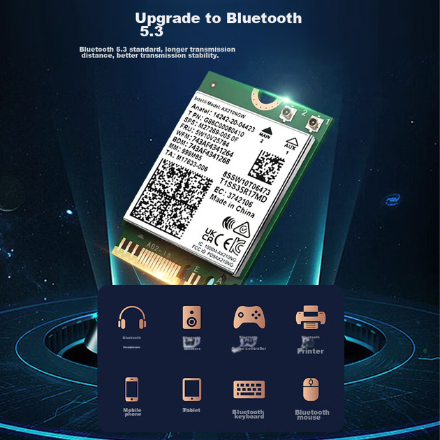 Беспроводной сетевой адаптер Wavlink AX210, Intel Gigabit Gaming WiFi 6, встроенная сетевая карта M.2 для ноутбука, WiFi-приемник, Bluetooth 5.3 - изображение 7