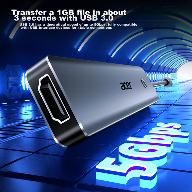 Док-станція розширення Acer Type-C, концентратор USB 3.0, адаптер HDMI, дублювання екрана 4K60Hz, зарядка PD, підходить для iPad, конвертер для комп'ютерів Huawei, Five-I - изображение 9