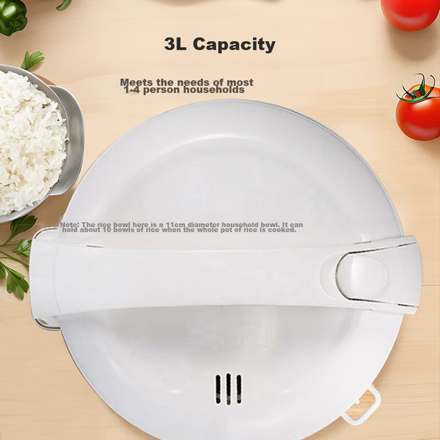 Рисоварка Midea, велика місткість, легке керування, чорна кришталева внутрішня каструля, домашня міні-рисоварка, мікротиск, 3 літри, для 2-3 осіб, чорна кришталева внутрішня каструля MB-WYJ301 (2-3 особи) - изображение 7