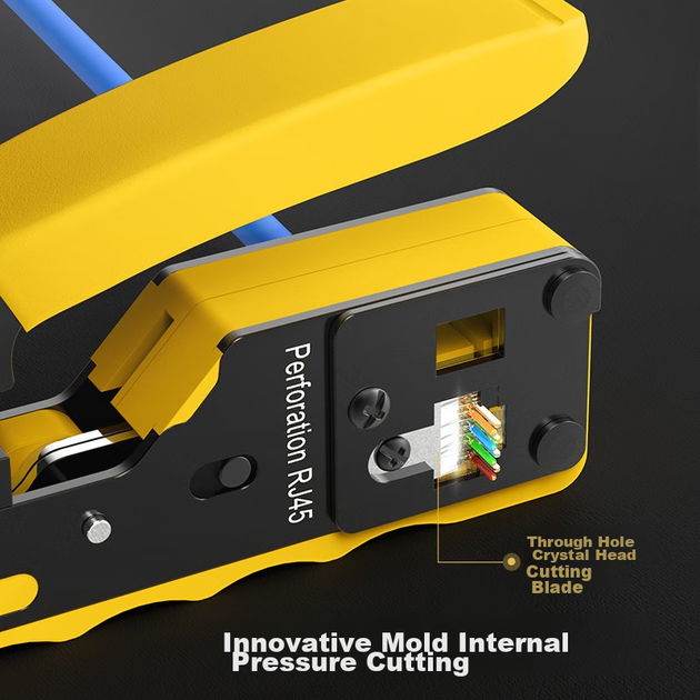 Набор инструментов для обжима сетевых кабелей WANJEED WJ-1988B, для RJ45 Cat5/6, с тестером - изображение 11