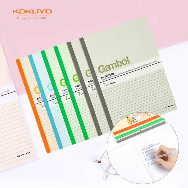 Блокнот KOKUYO B5 на пружине, блокнот Gambol Watanabe для студентов и офисных нужд, разлиновка 7 мм, 80 листов в блокноте, 6 блокнотов, случайные цвета, WCN-G6807 - изображение 4