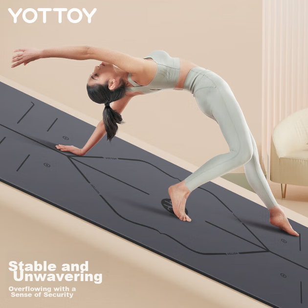 Коврик для йоги Yottoy каучуковый нескользящий, 183x68см, утолщенный - изображение 7