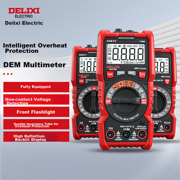Цифровий мультиметр DELIXI ELECTRIC, розумний домашній мультиметр із захистом від опіків, високоточний багатофункціональний вимірювач, амперметр P0 - Фото 4 Цифровий мультиметр DELIXI ELECTRIC, розумний домашній мультиметр із захистом від опіків, високоточний багатофункціональний вимірювач, амперметр P0 - зображення 4