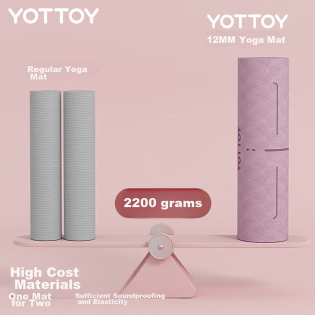 Коврик для йоги Yottoy, утолщенный и расширенный, нескользящий, для фитнеса, танцев, аэробики, звукоизолирующий, амортизирующий, для мужчин и женщин, напольный коврик для домашнего использования. - изображение 5