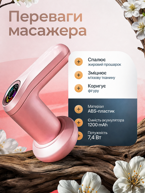 Массажер для тела антицеллюлитный с 5 сменными насадками вибромассажер для спины профессиональный массаж шеи ног рук аккумуляторный беспроводной BRS Pink - Фото 3 Массажер для тела антицеллюлитный с 5 сменными насадками вибромассажер для спины профессиональный массаж шеи ног рук аккумуляторный беспроводной BRS Pink - изображение 3