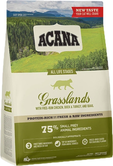 Сухий корм для кішок всіх порід ACANA Grasslands Cat 1.8 кг - Фото 1 Сухий корм для кішок всіх порід ACANA Grasslands Cat 1.8 кг - изображение 1