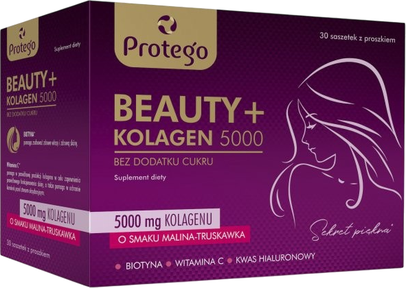 Suplement diety Salvum Lab Protego Beauty + Kolagen 5000 Malina - truskawka 30 saszetek (5905108790295) - Zdjęcie 1 Suplement diety Salvum Lab Protego Beauty + Kolagen 5000 Malina - truskawka 30 saszetek (5905108790295) - obraz 1