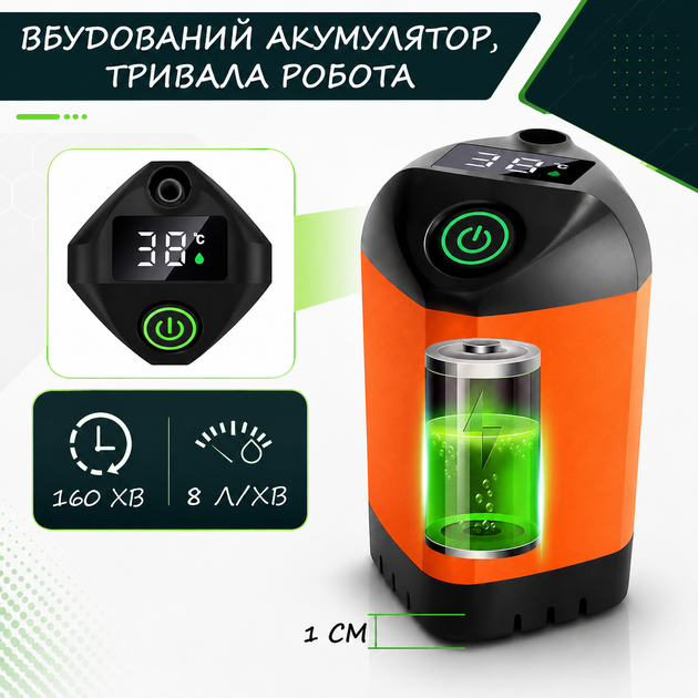 Портативный душ на аккумуляторе, 4800 мАч, c дисплеем, от USB / Аккумуляторный душ / Туристический душ / Походный душ - изображение 7
