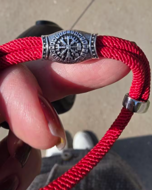 Браслет для чоловіків із паракорду та сталі VIKING RED червоний із Рунами - изображение 4