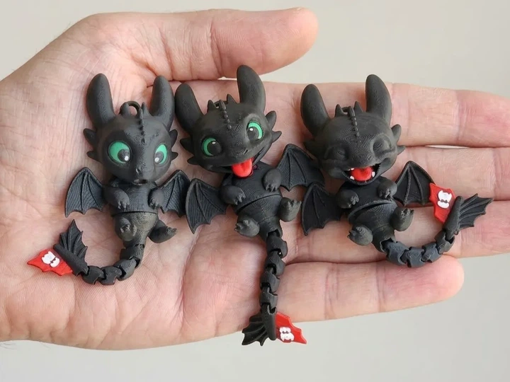 Игрушка Беззубик Удивлённый Подвижный Cute Articulated Night Fury Trio 10 См 3Д Печать - Фото 2 Игрушка Беззубик Удивлённый Подвижный Cute Articulated Night Fury Trio 10 См 3Д Печать - изображение 2