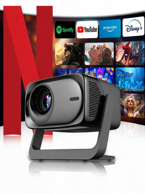 Проектор для фильмов NETFLIX 1400 CVIA 4K Full HD с WiFi и Android домашний кинотеатр мини LED видеопроектор - Фото 2 Проектор для фильмов NETFLIX 1400 CVIA 4K Full HD с WiFi и Android домашний кинотеатр мини LED видеопроектор - изображение 2