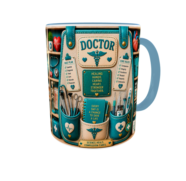 Кружка (чашка) з принтом Doctor Organizer – Professional Organizer Collection Подарунок лікарю, медику | Керамічна 330 мл(блакитна ручка) - зображення 6