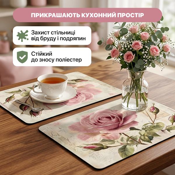 Антиковзний килимок для сушіння посуду з квітами 30х40 см прогумований комплект 2 шт - Фото 7 Антиковзний килимок для сушіння посуду з квітами 30х40 см прогумований комплект 2 шт - зображення 7