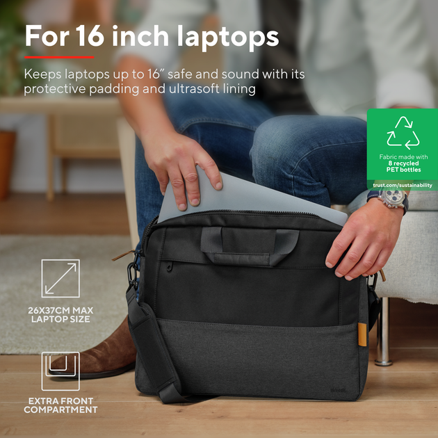 Сумка для ноутбука Trust Lisboa 16" Black (TR25246) - зображення 8