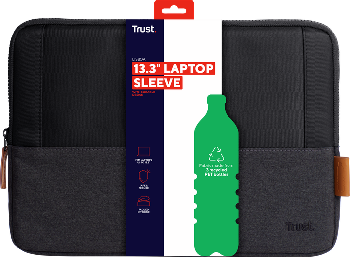 Чехол для ноутбука Trust Lisboa 13.3 Laptop Sleeve Blk (TR25350) - Фото 5 Чехол для ноутбука Trust Lisboa 13.3 Laptop Sleeve Blk (TR25350) - изображение 5