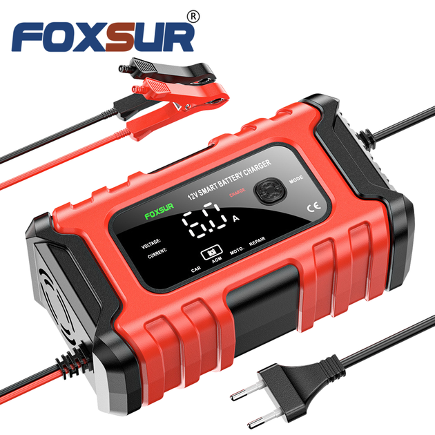 Зарядний пристрій автомобільний Foxsur FBC1206D 12 V/6 А автоматичний імпульсний із функцією відновлення Red (19430) - зображення 4