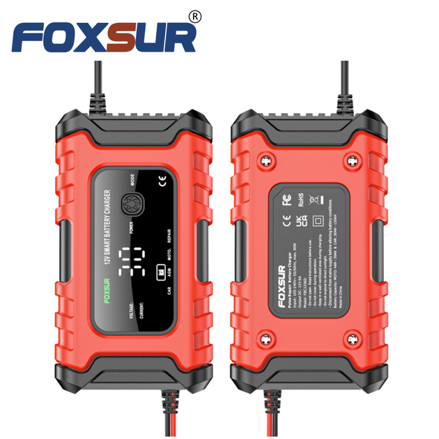 Зарядний пристрій автомобільний Foxsur FBC1206D 12 V/6 А автоматичний імпульсний із функцією відновлення Red (19430) - зображення 5