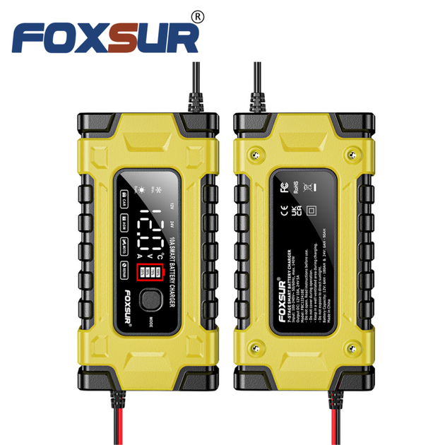 Зарядное устройство автомобильное 12V/24V Foxsur FBC122410E Автоматическое импульсное с функцией восстановления Yellow (19432) - изображение 6