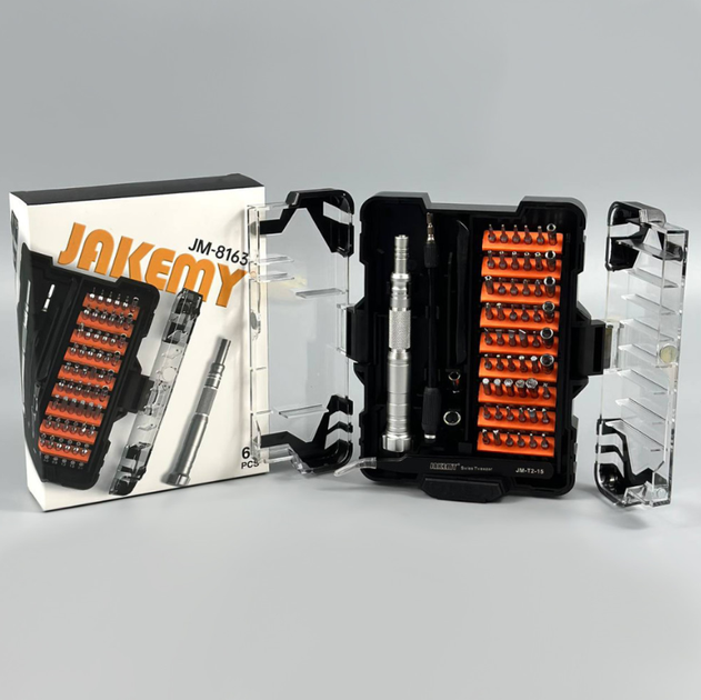 Отвертка JAKEMY JM-8163 62в1 с набором магнитных бит в кейсе - Фото 2 Отвертка JAKEMY JM-8163 62в1 с набором магнитных бит в кейсе - изображение 2