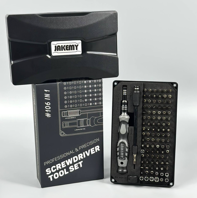 Отвертка JAKEMY JM-8176 106в1 с набором магнитных бит в кейсе - изображение 2