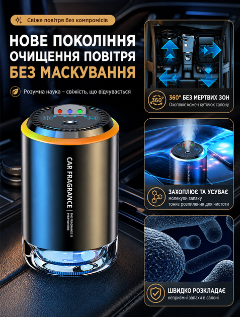 Автоматический ароматизатор-диффузор для автомобиля и дома с проектором звездного неба и RGB-подсветкой, ультразвуковое распыление, аккумулятор 500 мАг, объем жидкости 100 мл - изображение 8