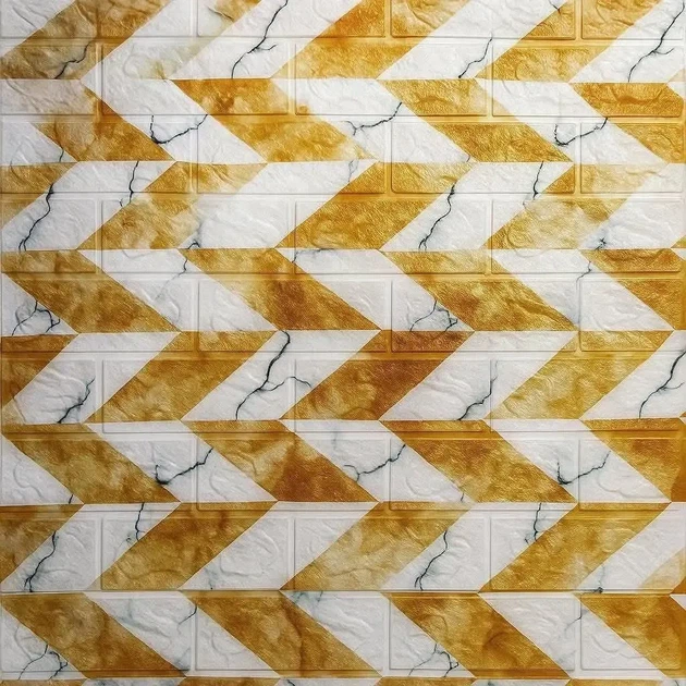 Самоклеящаяся 3D панель “Золотистая мозаика” 70×77 см 4 мм | Блестящий объемный декор стен и потолка - Фото 4 Самоклеящаяся 3D панель “Золотистая мозаика” 70×77 см 4 мм | Блестящий объемный декор стен и потолка - изображение 4