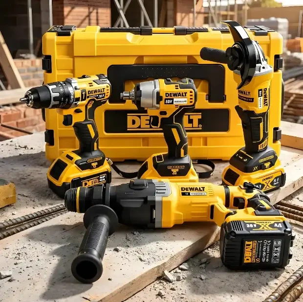 Набор инструментов DeWalt 4в1, аккумуляторный шуруповерт, гайковерт, перфоратор, болгарка, дрель в кейсе - изображение 2