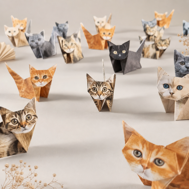 Набор 3D оригами Коты бумажное оригами 50 шт - Фото 4 Набор 3D оригами Коты бумажное оригами 50 шт - изображение 4