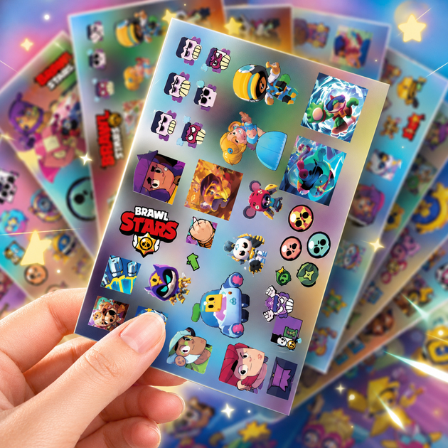 Стікери Бравл Старс 210 шт, 8 аркушів А5 10,5х15 см, Brawl Stars - Фото 3 Стікери Бравл Старс 210 шт, 8 аркушів А5 10,5х15 см, Brawl Stars - зображення 3