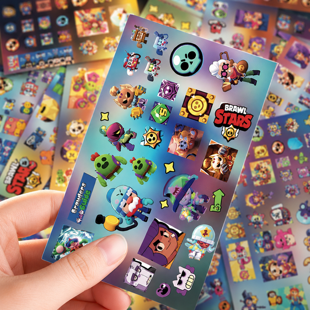 Стікери Бравл Старс 210 шт, 8 аркушів А5 10,5х15 см, Brawl Stars - Фото 4 Стікери Бравл Старс 210 шт, 8 аркушів А5 10,5х15 см, Brawl Stars - зображення 4