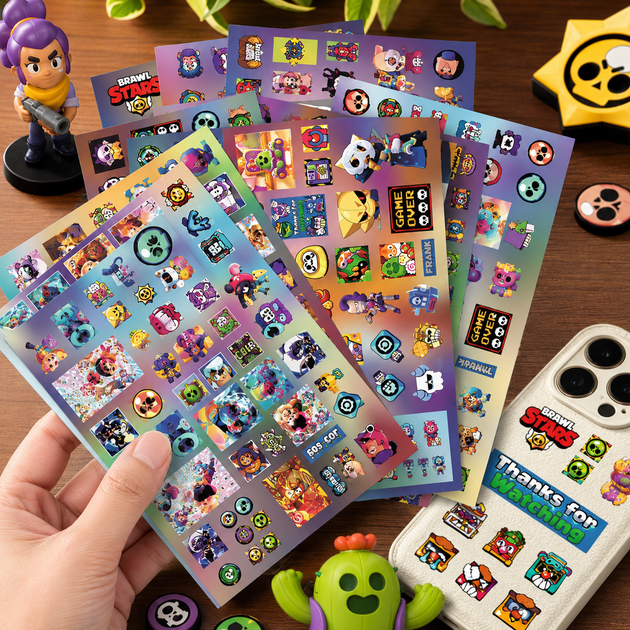 Стікери Бравл Старс 210 шт, 8 аркушів А5 10,5х15 см, Brawl Stars - Фото 5 Стікери Бравл Старс 210 шт, 8 аркушів А5 10,5х15 см, Brawl Stars - зображення 5