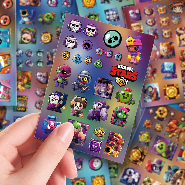 Стікери Бравл Старс 210 шт, 8 аркушів А5 10,5х15 см, Brawl Stars - Фото 6 Стікери Бравл Старс 210 шт, 8 аркушів А5 10,5х15 см, Brawl Stars - зображення 6