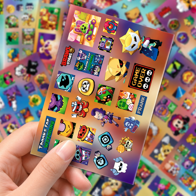 Стікери Бравл Старс 210 шт, 8 аркушів А5 10,5х15 см, Brawl Stars - Фото 8 Стікери Бравл Старс 210 шт, 8 аркушів А5 10,5х15 см, Brawl Stars - зображення 8