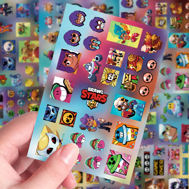 Стікери Бравл Старс 210 шт, 8 аркушів А5 10,5х15 см, Brawl Stars - Фото 10 Стікери Бравл Старс 210 шт, 8 аркушів А5 10,5х15 см, Brawl Stars - зображення 10