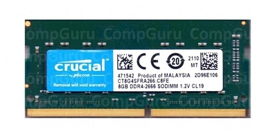 Оперативна пам'ять для ноутбука Crucial 8GB DDR4 2666MHz SO-DIMM (CT8G4SFRA266.C8FE) - Фото 1 Оперативна пам'ять для ноутбука Crucial 8GB DDR4 2666MHz SO-DIMM (CT8G4SFRA266.C8FE) - зображення 1